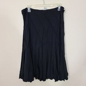 Max Studio Womens M Black A-Line Flowy Skirt Asymmetrical Design Goth Dark Fairy